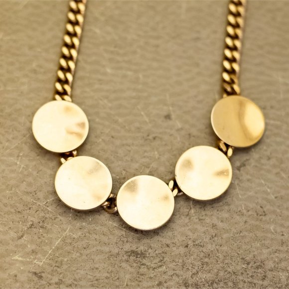 16 inch, Vintage Geometric Circles Gold Tone Heavy Choker Necklace - i32 - Picture 1 of 3
